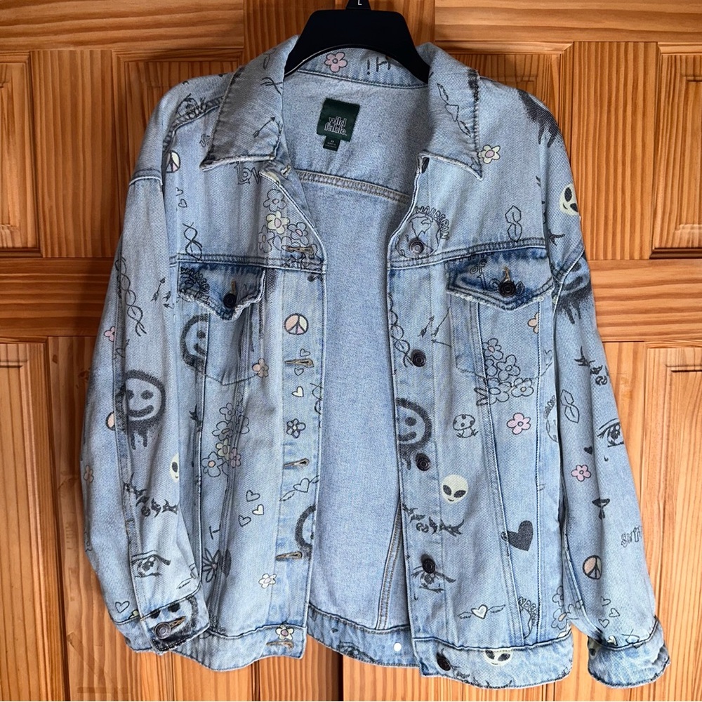 NWOT Wild Fable Denim Jean Jacket - Graffiti Oversized